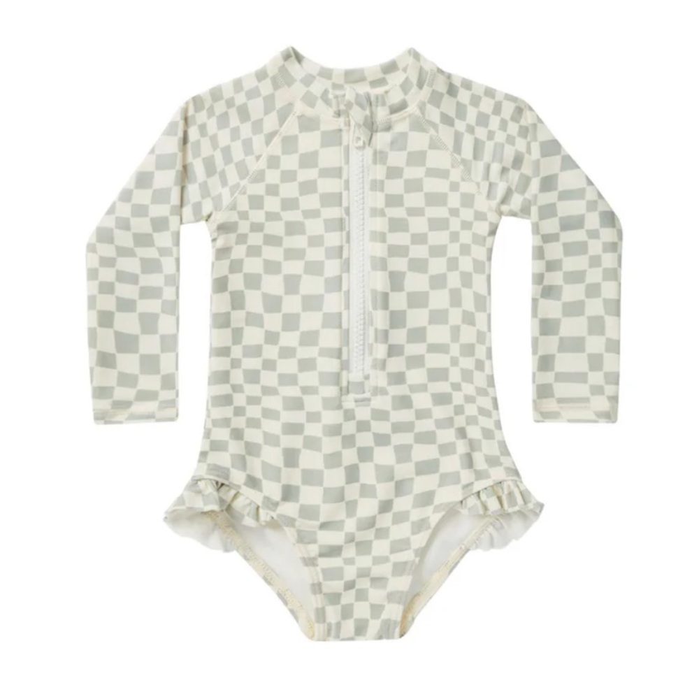 Checkered Long Sleeve Swimsuit